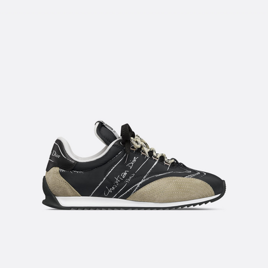Black Nylon and Calfskin D-Sketch Sneaker Designer Sneakers for Men and Women