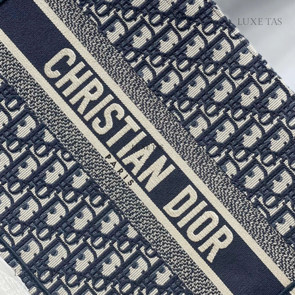 Black Oblique Embroidery Dior Book Tote - Leather Tote Bag for Women