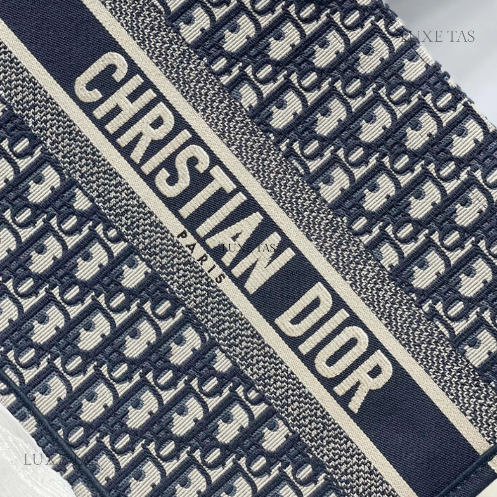 Black Oblique Embroidery Dior Book Tote - Leather Tote Bag for Women