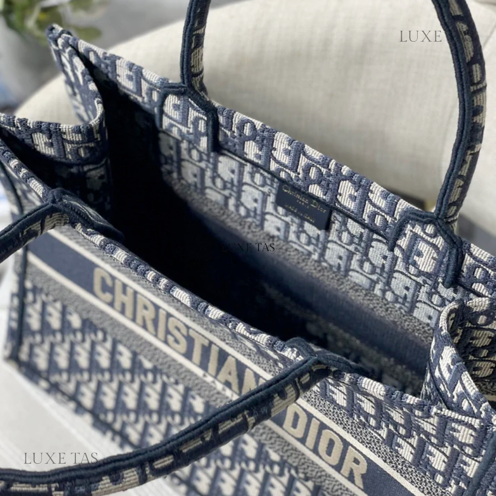 Black Oblique Embroidery Dior Book Tote - Leather Tote Bag for Women