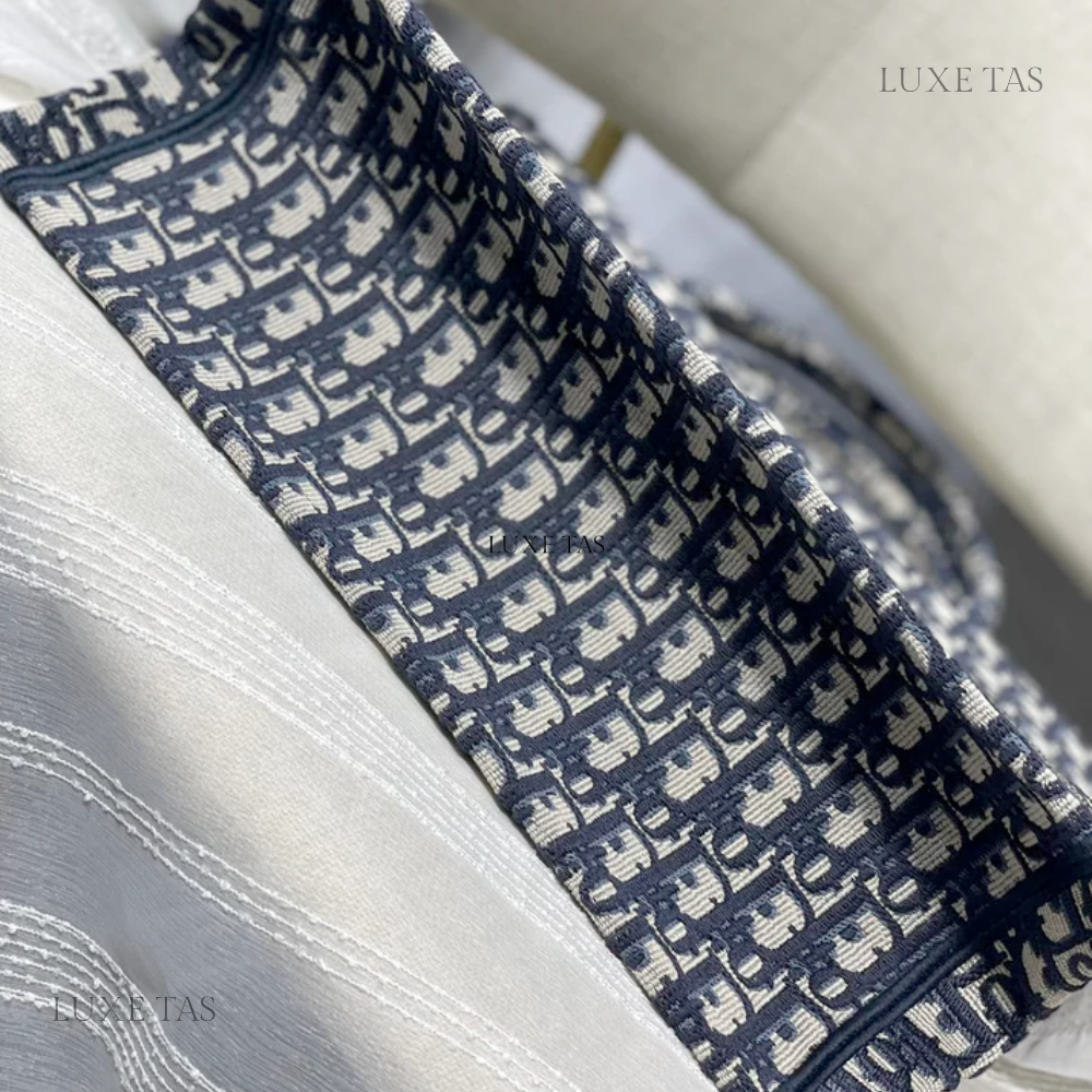 Black Oblique Embroidery Dior Book Tote - Leather Tote Bag for Women