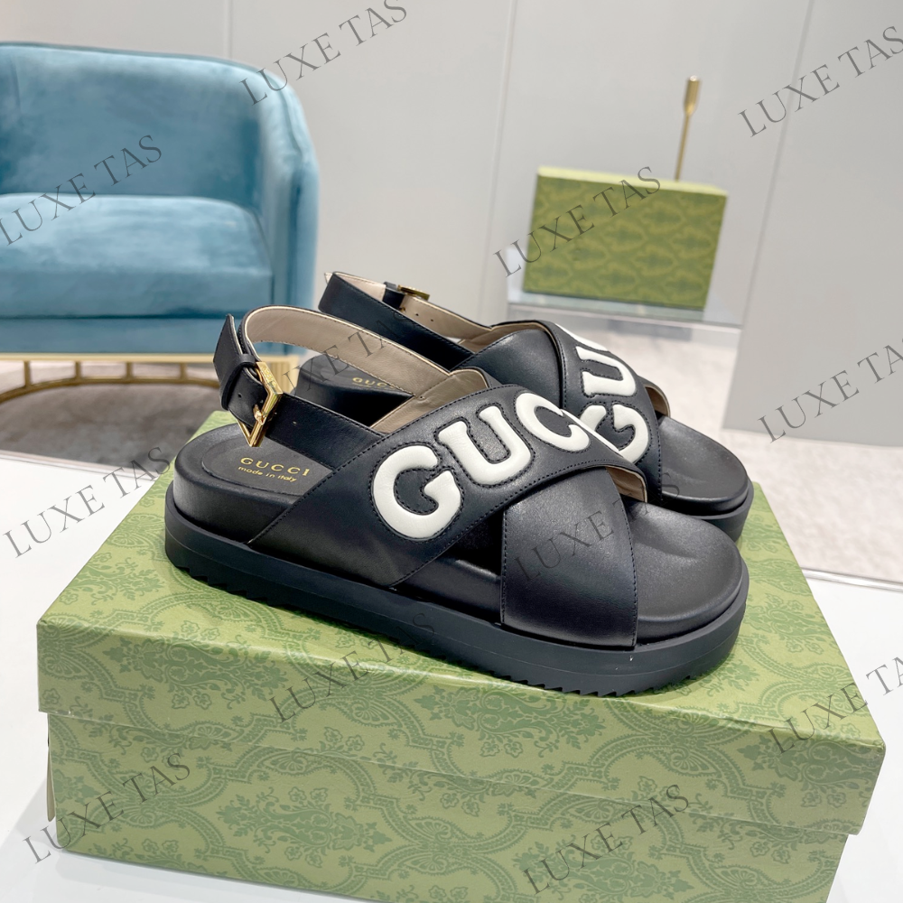 Black and White G Sandal - Designer Slides & Sandals for Women