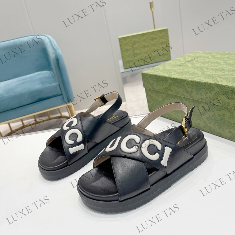 Black and White G Sandal - Designer Slides & Sandals for Women