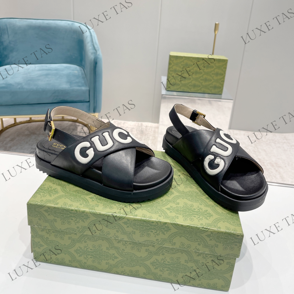 Black and White G Sandal - Designer Slides & Sandals for Women