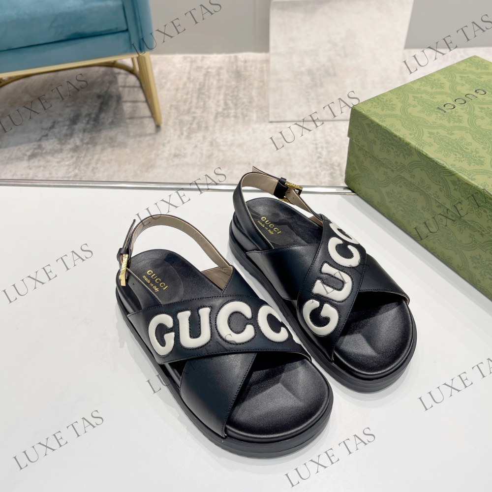 Black and White G Sandal - Designer Slides & Sandals for Women