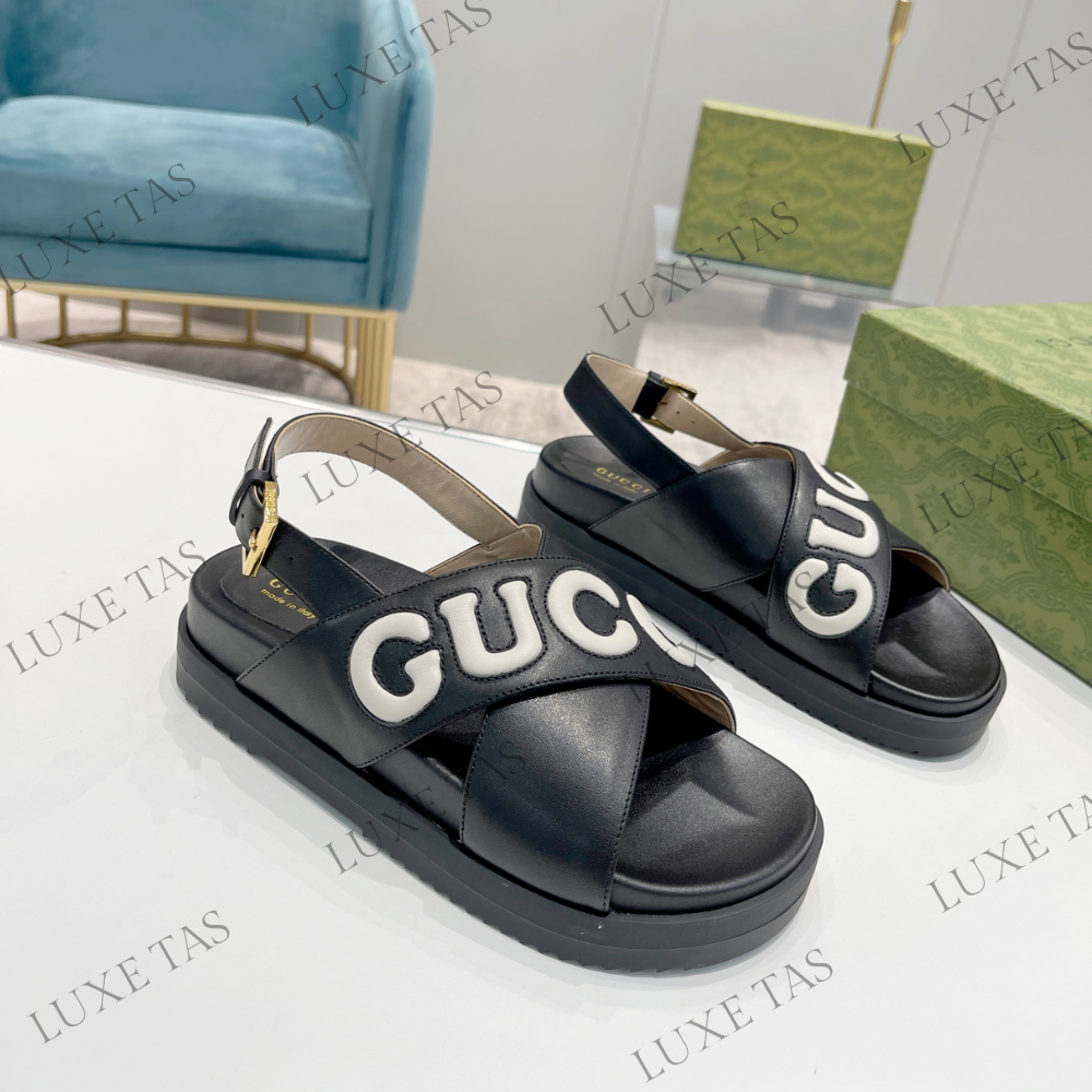 Black and White G Sandal - Designer Slides & Sandals for Women