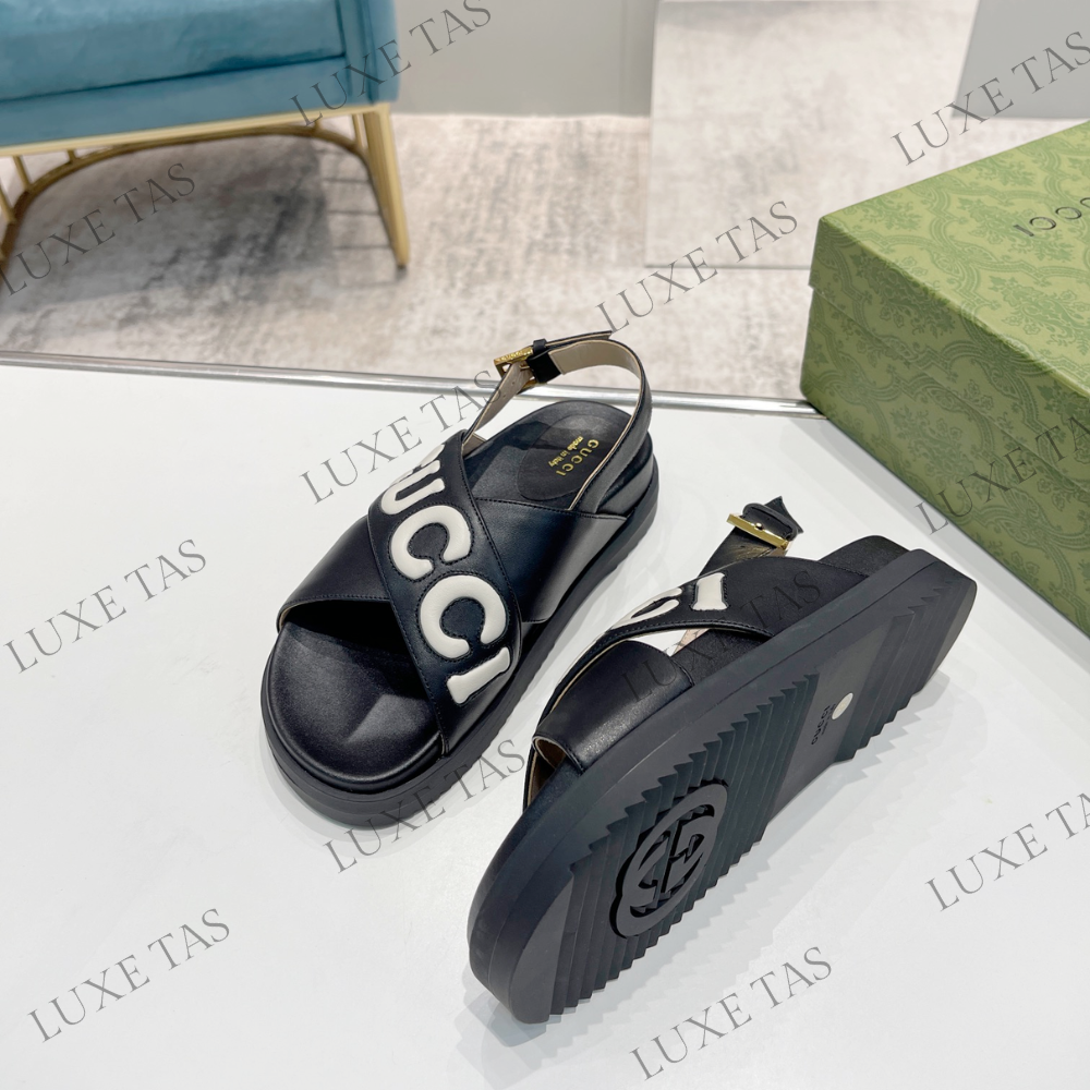 Black and White G Sandal - Designer Slides & Sandals for Women