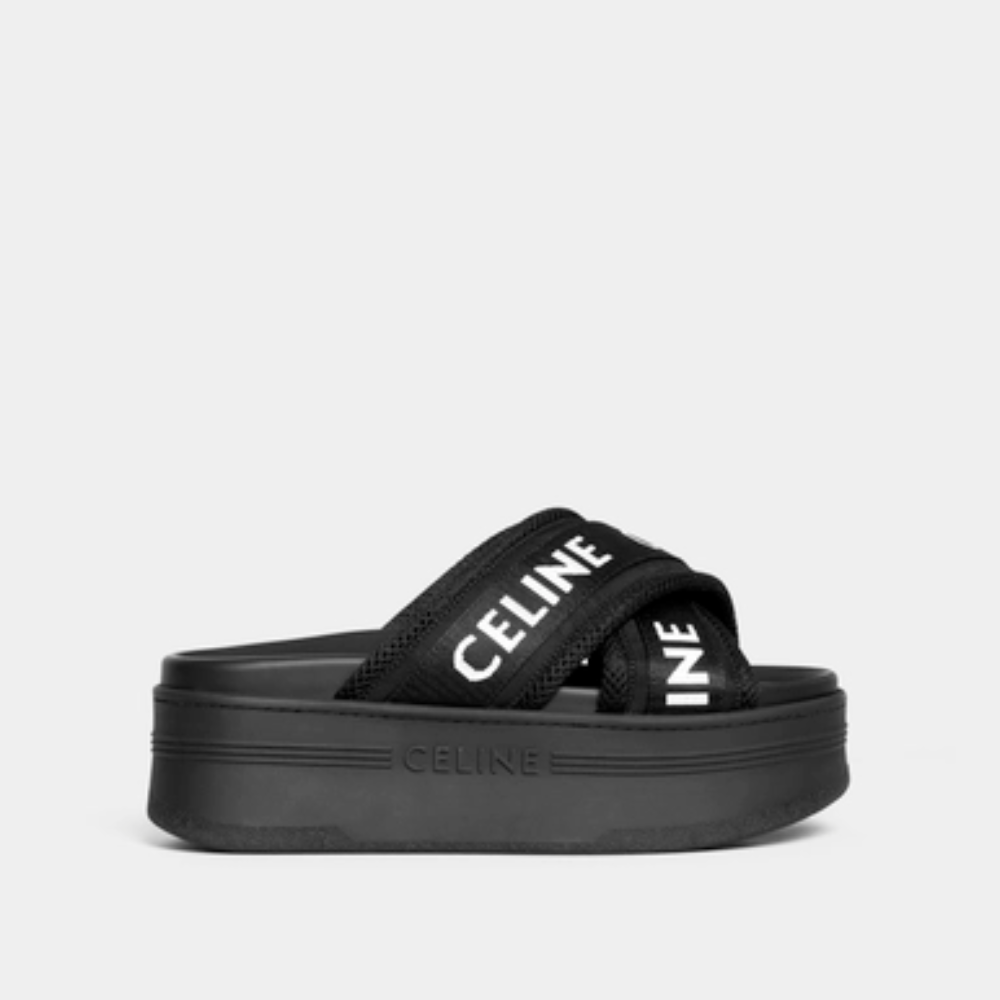 Block Slide In Mesh & Textile With C Jacquard - Designer Slides & Sandals for Women