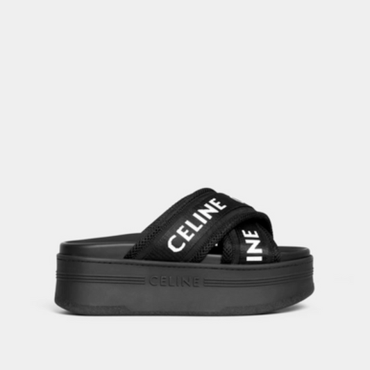 Block Slide In Mesh & Textile With C Jacquard - Designer Slides & Sandals for Women