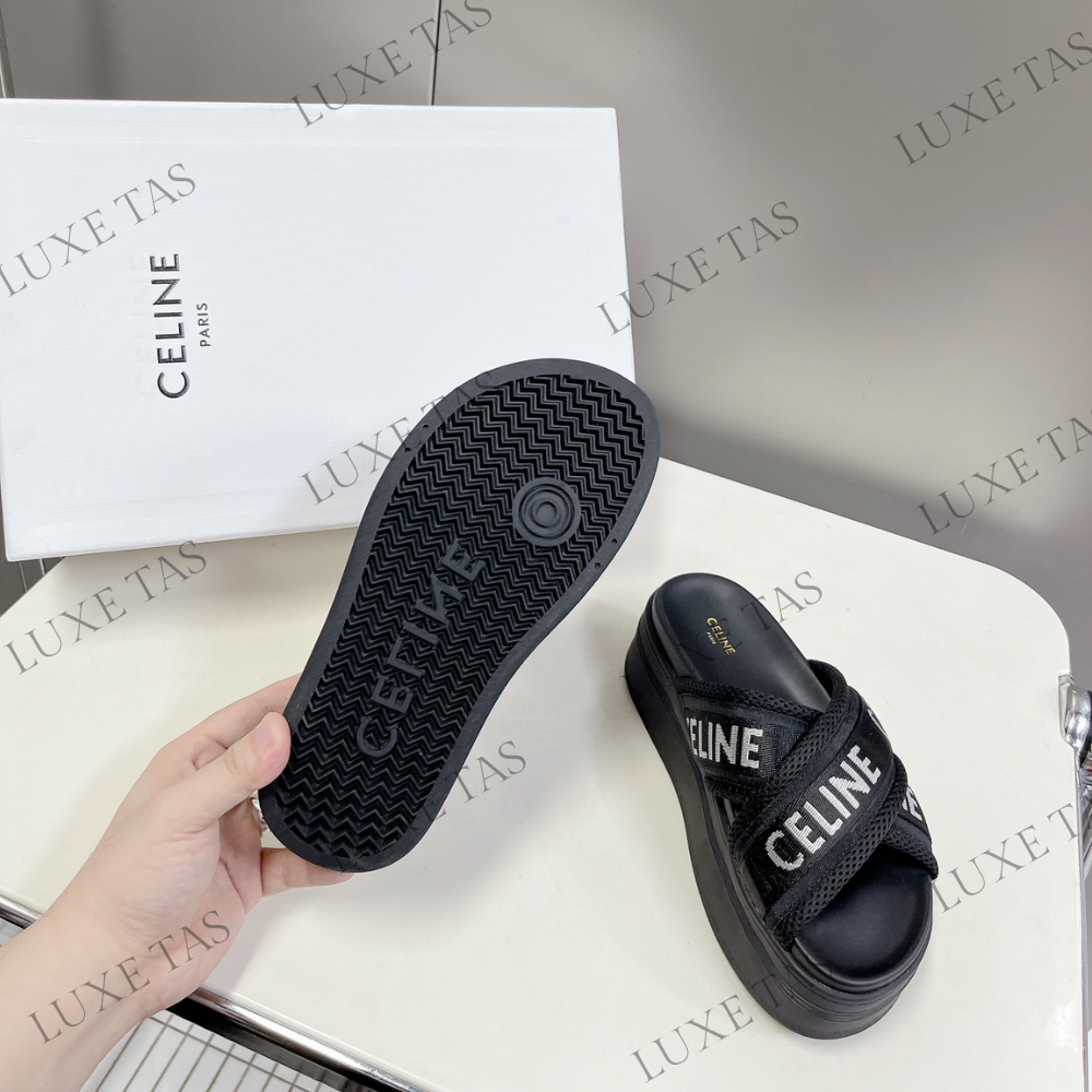 Block Slide In Mesh & Textile With C Jacquard - Designer Slides & Sandals for Women