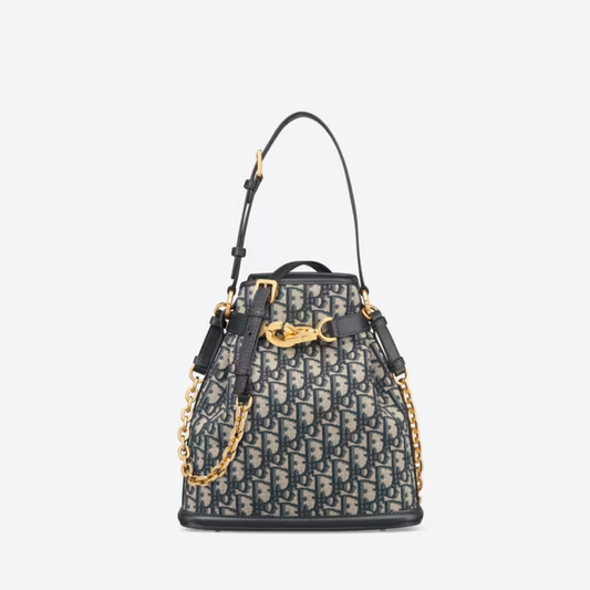 Blue Medium C'est Dior Bag Leather Bucket Bag for Women