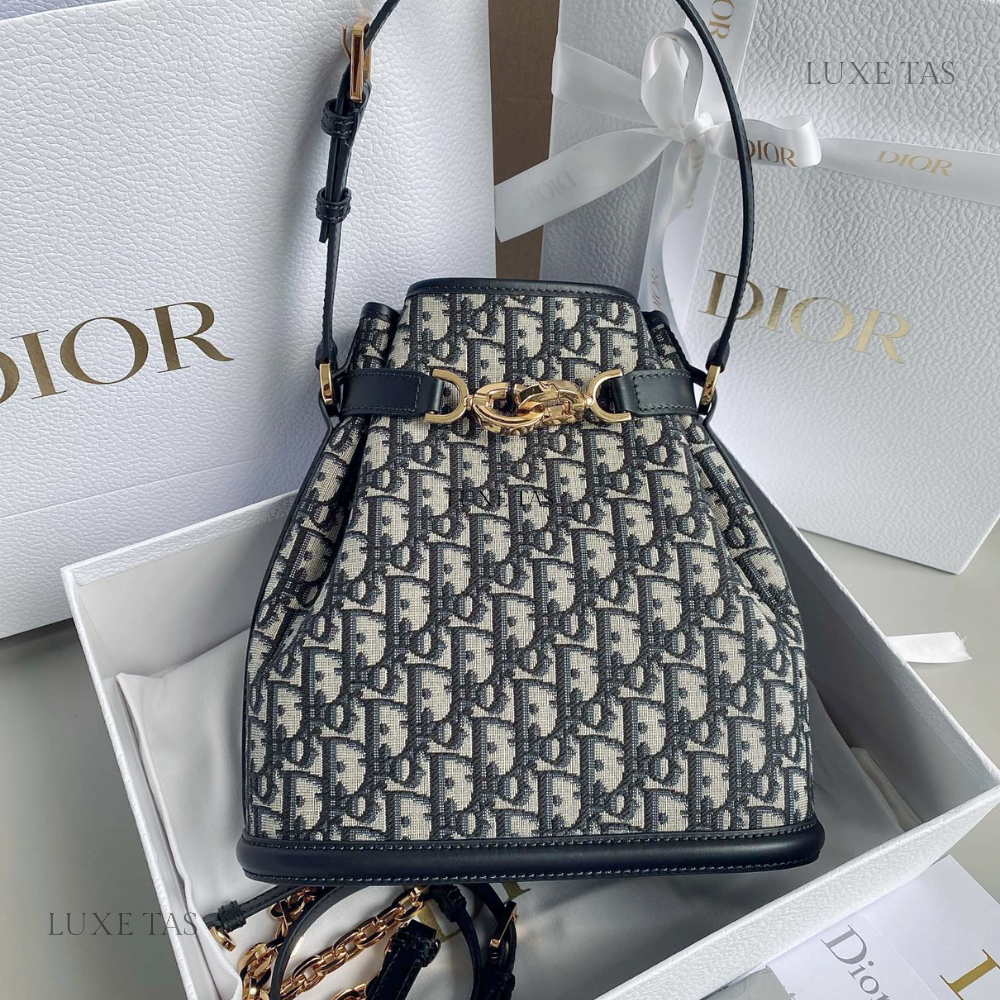 Blue Medium C'est Dior Bag Leather Bucket Bag for Women