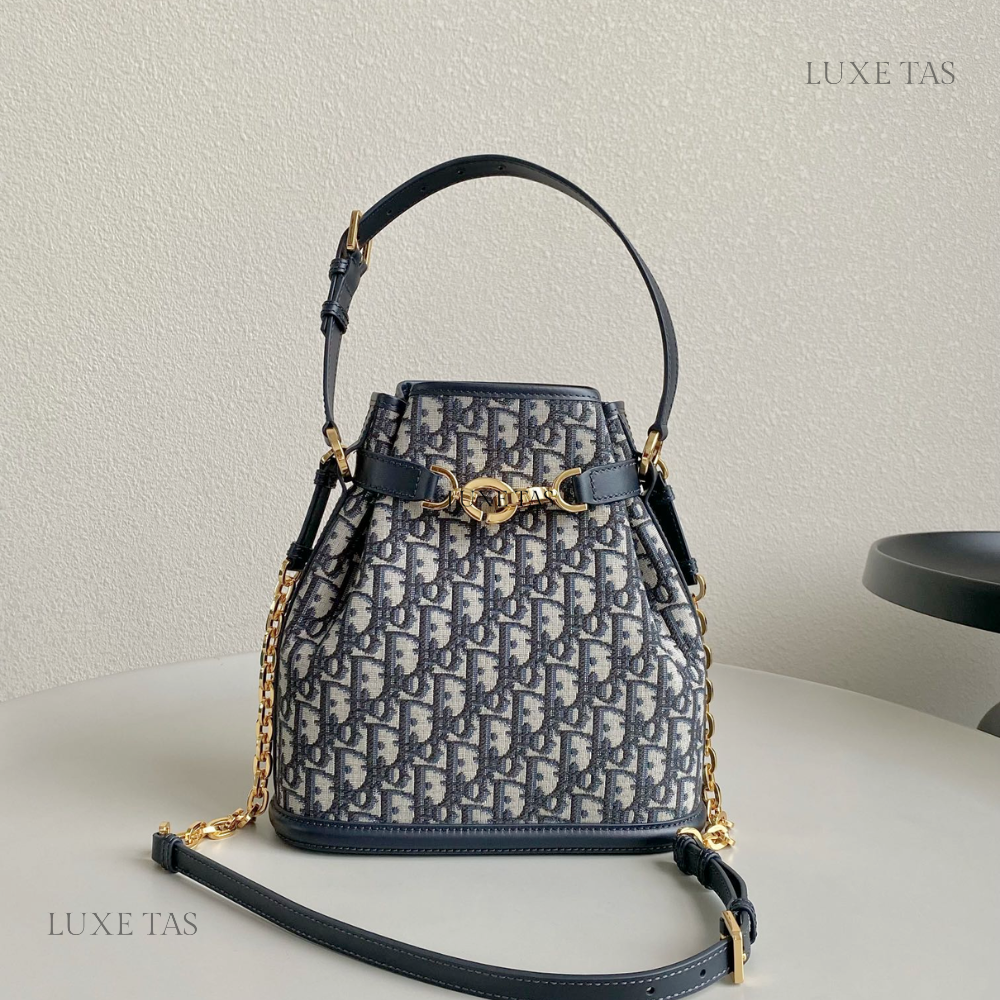 Blue Medium C'est Dior Bag Leather Bucket Bag for Women