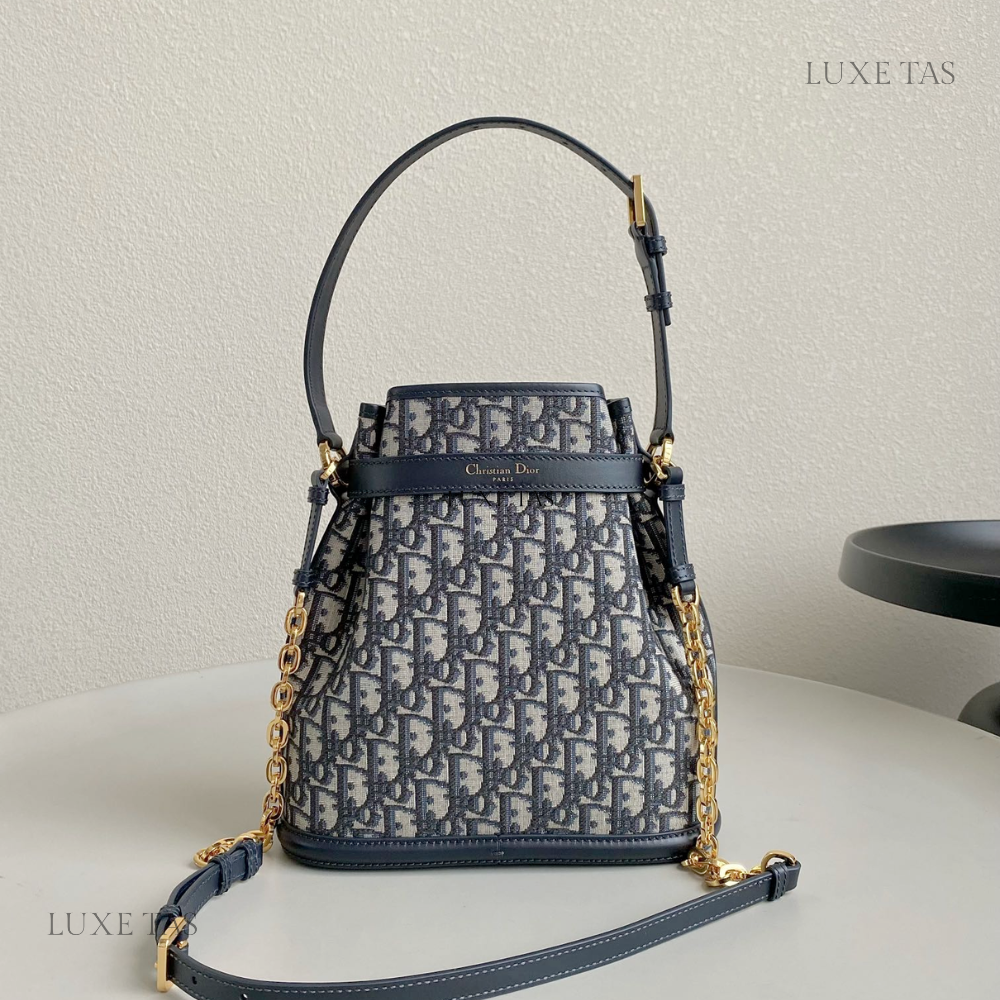 Blue Medium C'est Dior Bag Leather Bucket Bag for Women