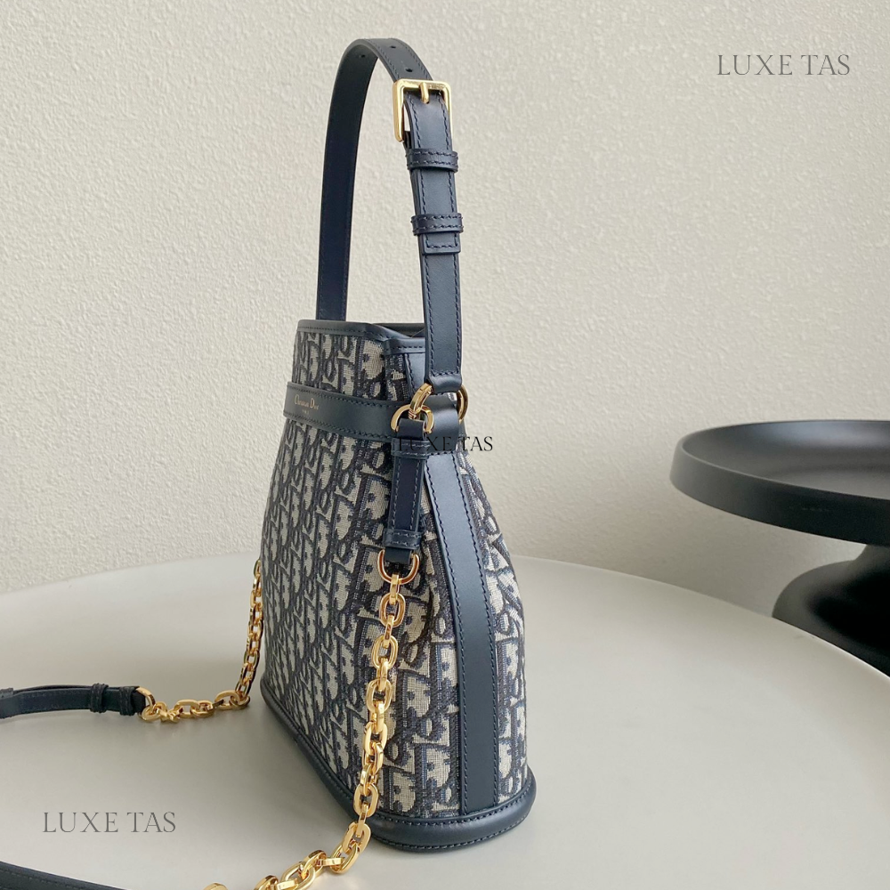 Blue Medium C'est Dior Bag Leather Bucket Bag for Women