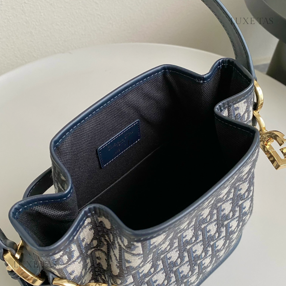 Blue Medium C'est Dior Bag Leather Bucket Bag for Women