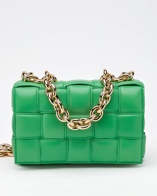 BOTTEGA VENETA LAMBSKIN MAXI INTRECCIATO PADDED CASSETTE CHAIN BAG