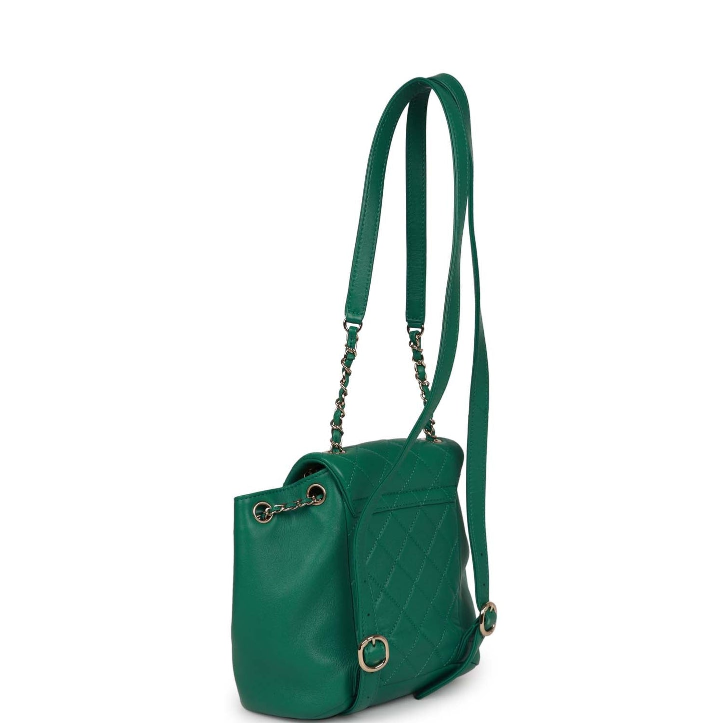 Chanel Small Duma Backpack Green Lambskin Light Gold Hardware