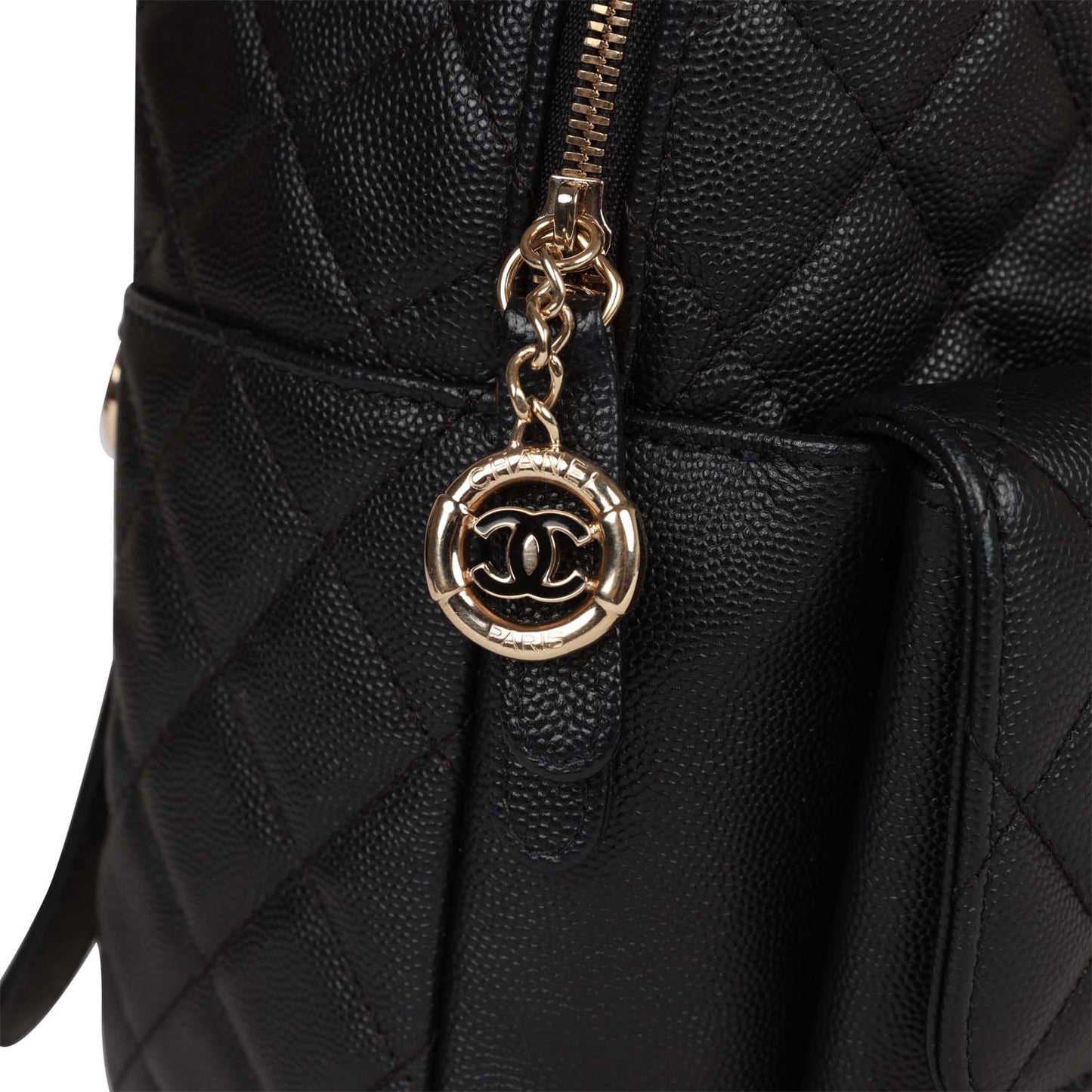 Chanel Large Backpack Black Caviar Light Gold Hardware