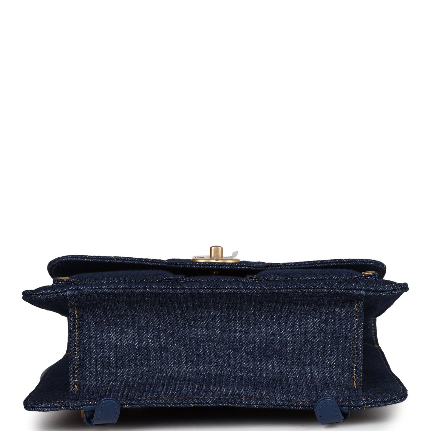 Chanel Square Flap Backpack Blue Denim Antique Gold Hardware