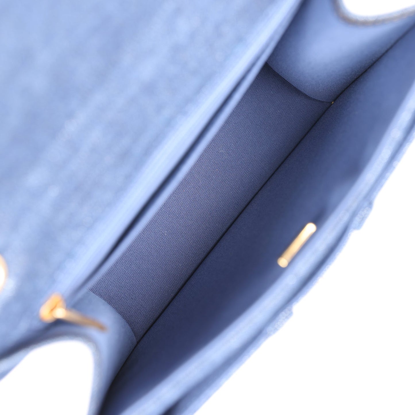 Chanel Square Flap Backpack Blue Denim Antique Gold Hardware