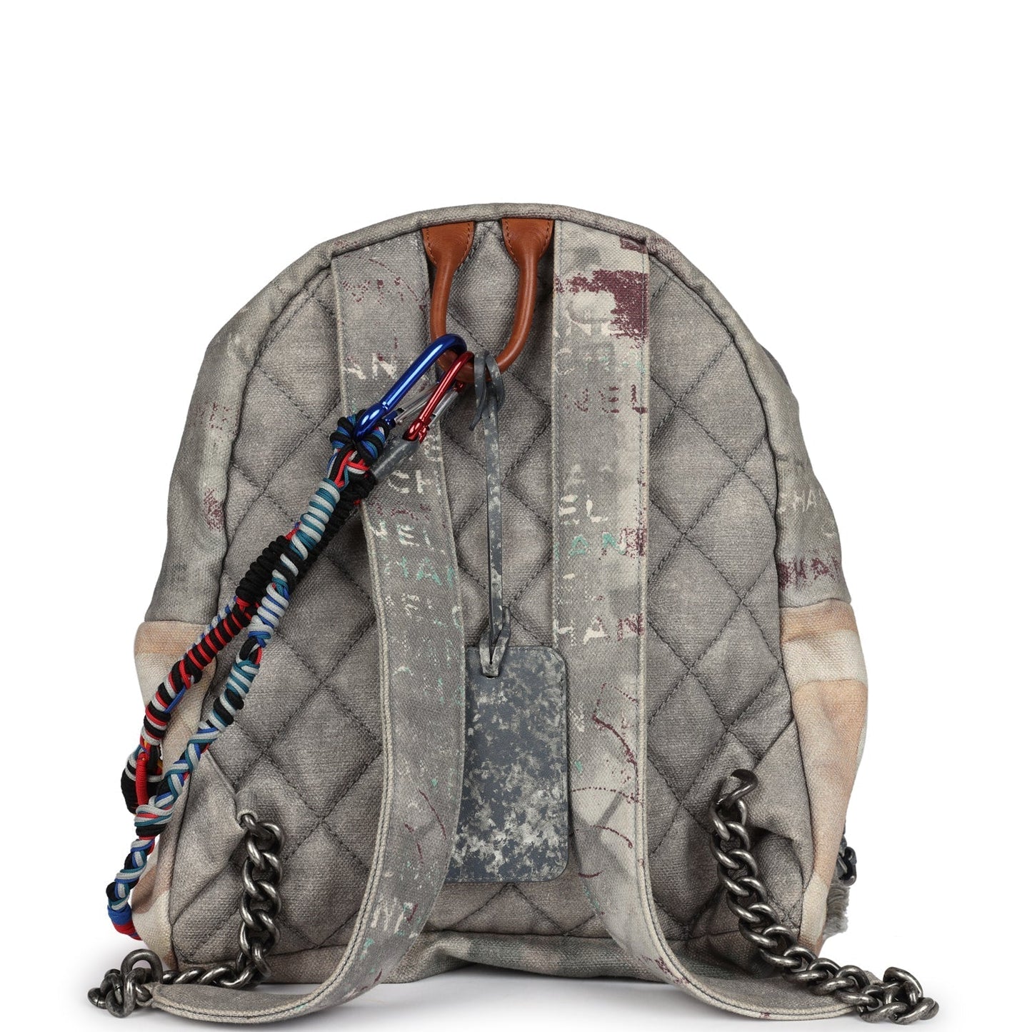 Chanel Graffiti Backpack Grey Multicolored Canvas Silver Hardware