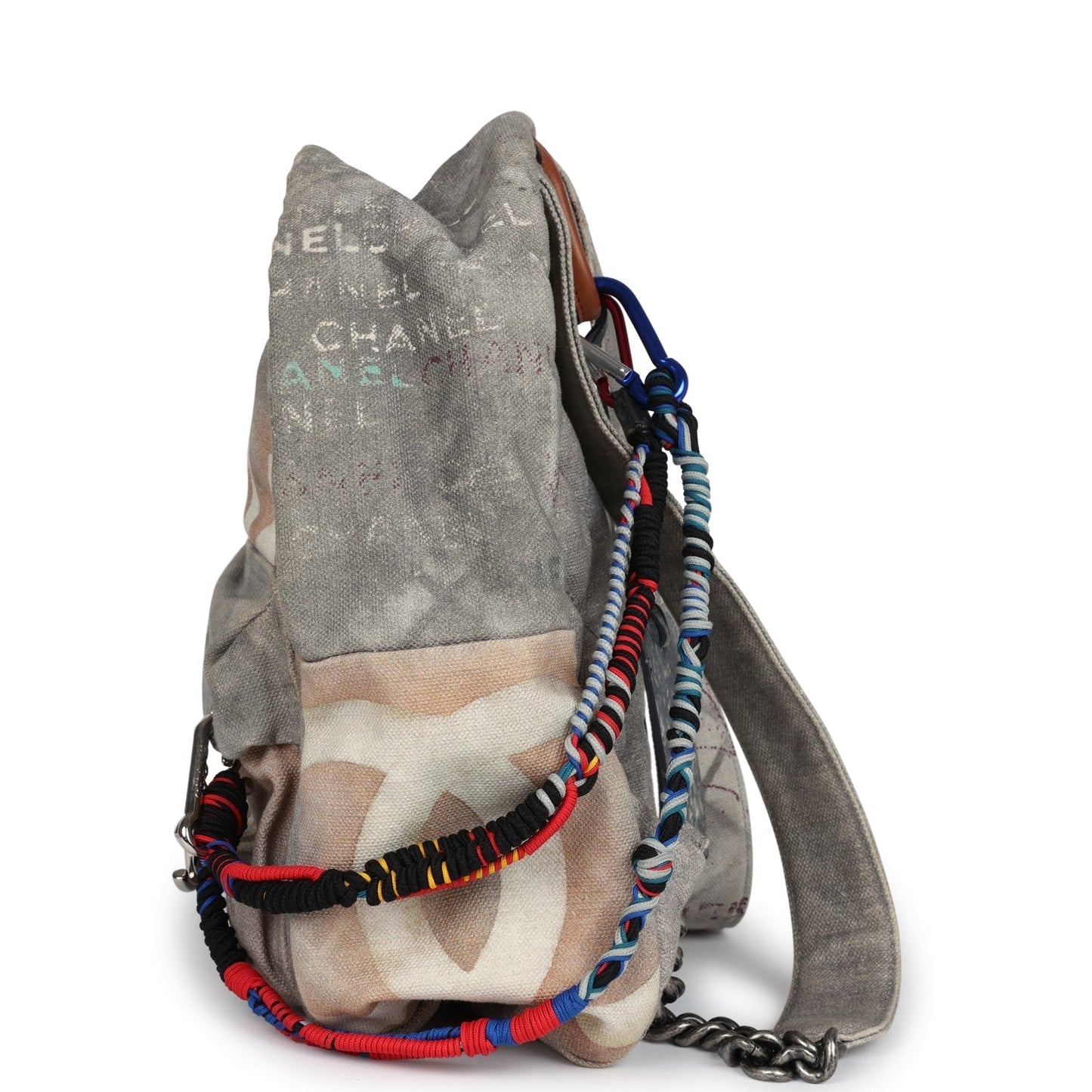 Chanel Graffiti Backpack Grey Multicolored Canvas Silver Hardware