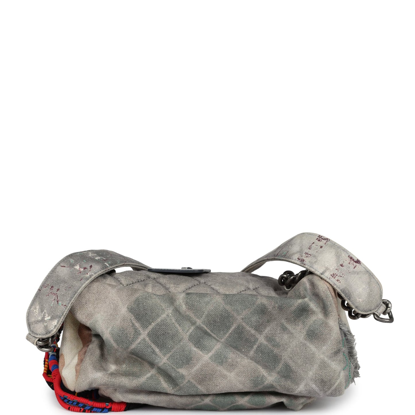 Chanel Graffiti Backpack Grey Multicolored Canvas Silver Hardware