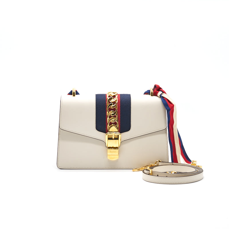 Gucci Sylvie Medium White with Extra Long Strap