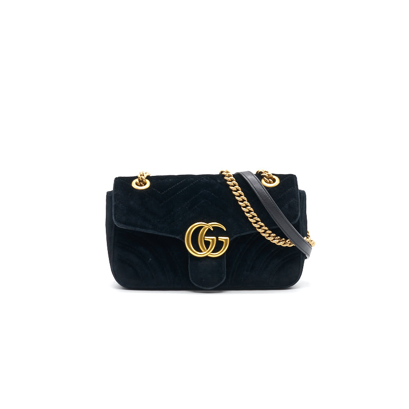 GUCCI SMALL VELVET MARMONT BLACK  26CM
