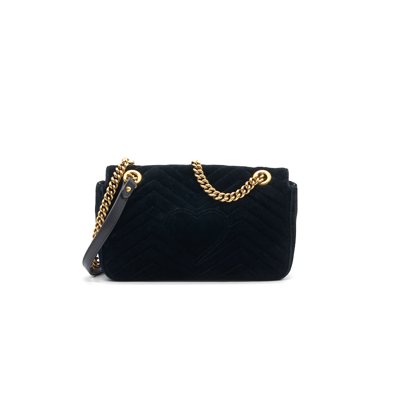 GUCCI SMALL VELVET MARMONT BLACK  26CM