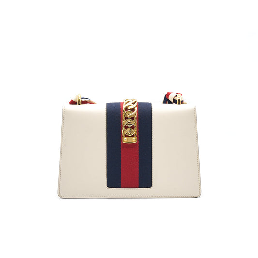 Gucci Sylvie Small Shoulder Bag White  (Leather Strap Missing)