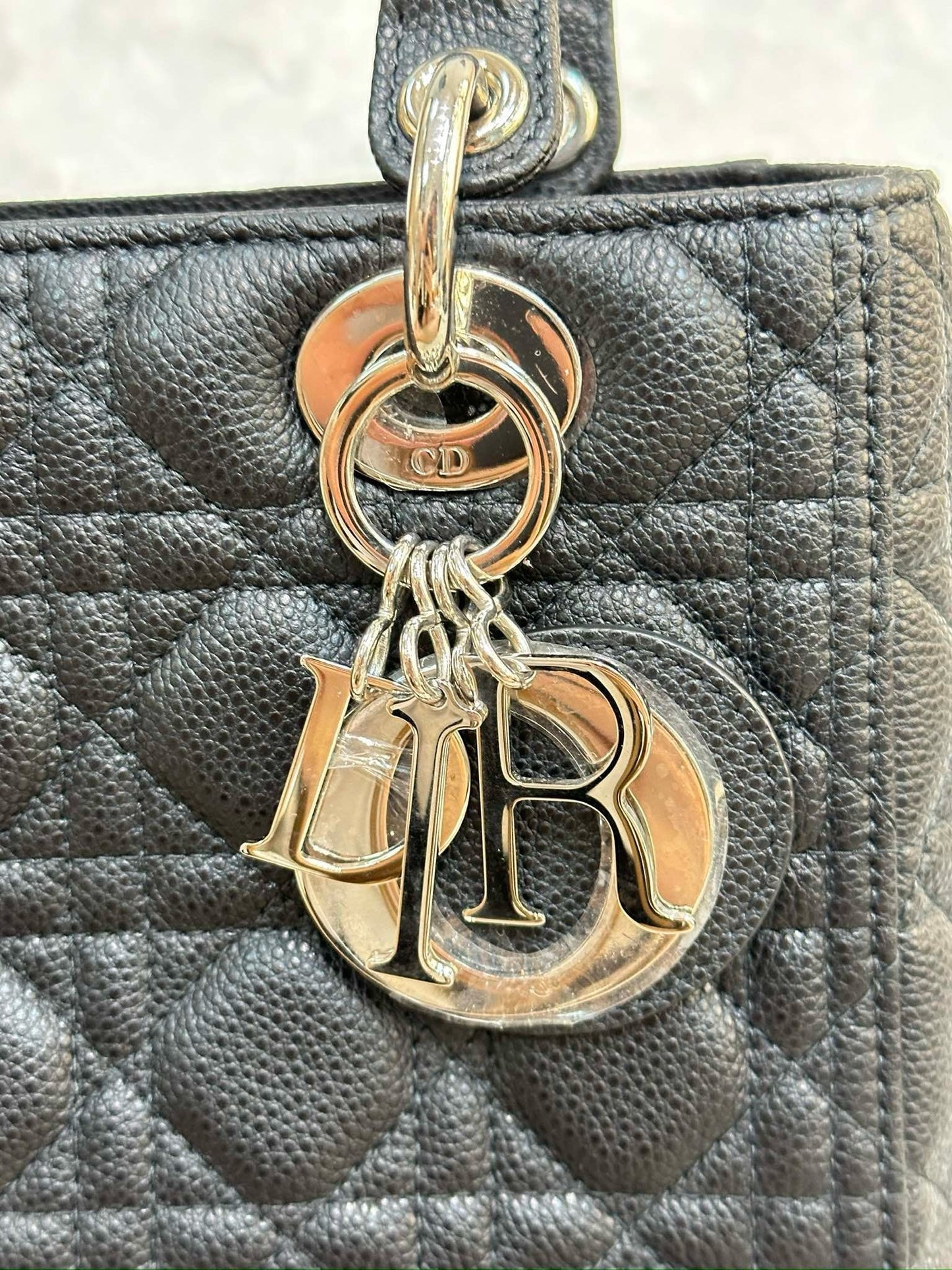 Christian Dior Medium Grained Cannage Calfskin Lady Dior Bag Black SHW