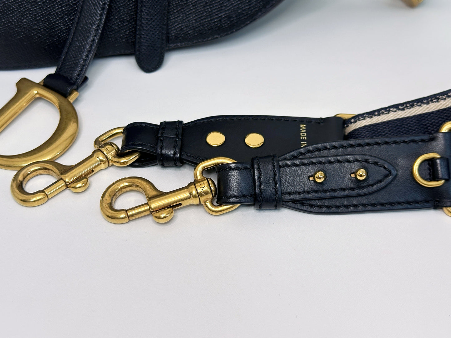 Christian Dior Saddle Bag with Strap Golden Saddle Black Calfskin 2022 year