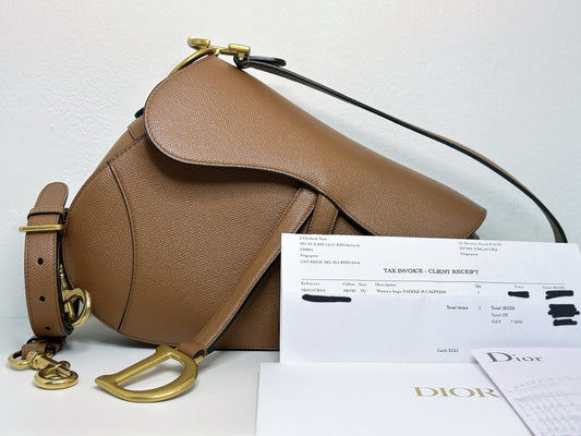 Christian Dior Saddle Bag with Strap Golden Saddle Grained Calfskin 2022 year
