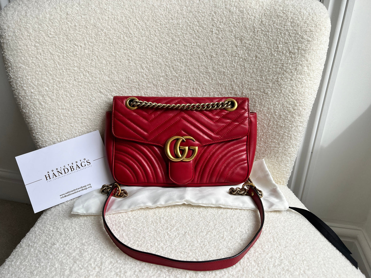 Gucci GG Hibiscus Red Marmont Small Shoulder Bag (RRP £2,070)