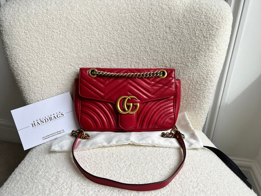 Gucci GG Hibiscus Red Marmont Small Shoulder Bag (RRP £2,070)