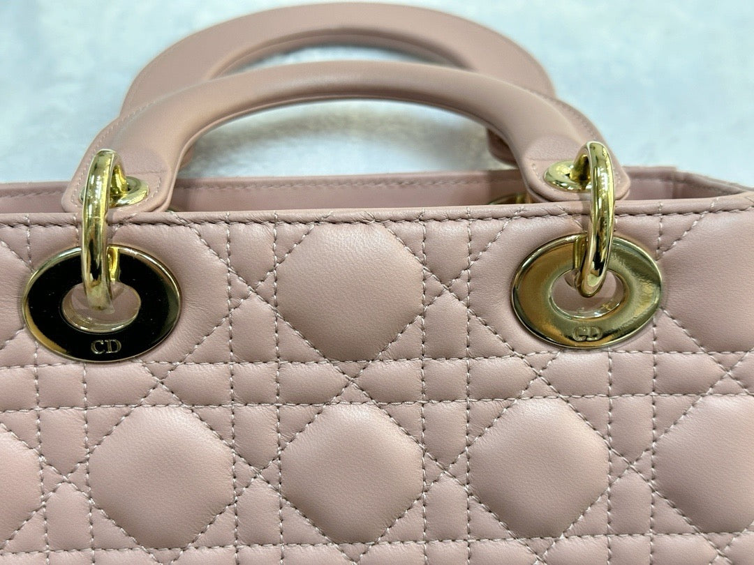 Christian Dior Small Lambskin Cannage My ABC Dior Lady Dior Pink