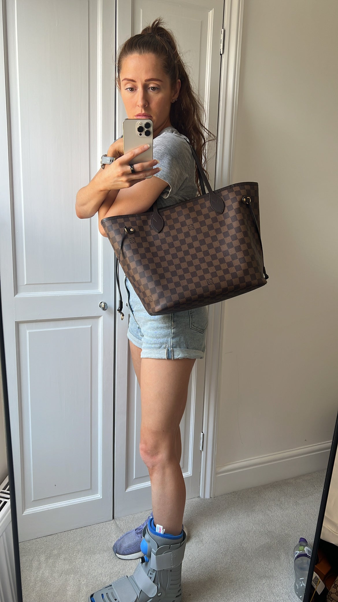 Louis Vuitton Neverfull MM Damier Ebene Rose Ballerine (RRP £1410)