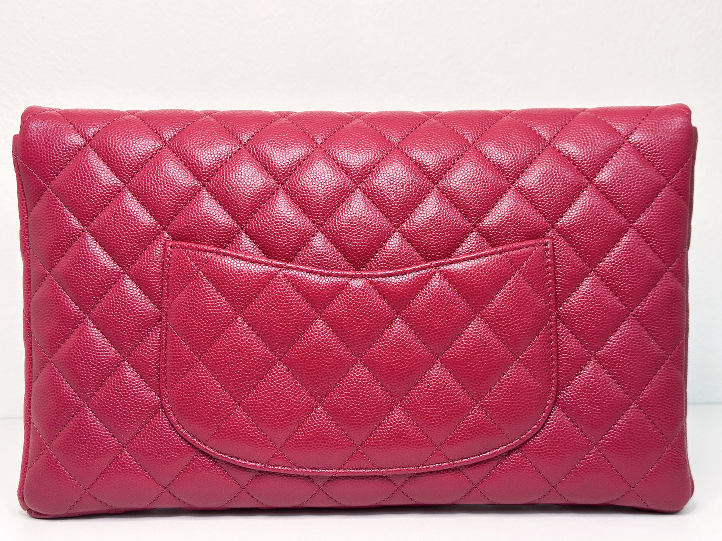 Chanel Flap Clutch Bag Red Caviar SHW 2645 holo card