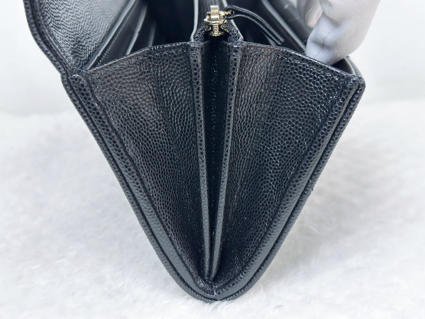 CHANEL Black Quilted Caviar Large Boy Gusset Flap Wallet 3199 holo card