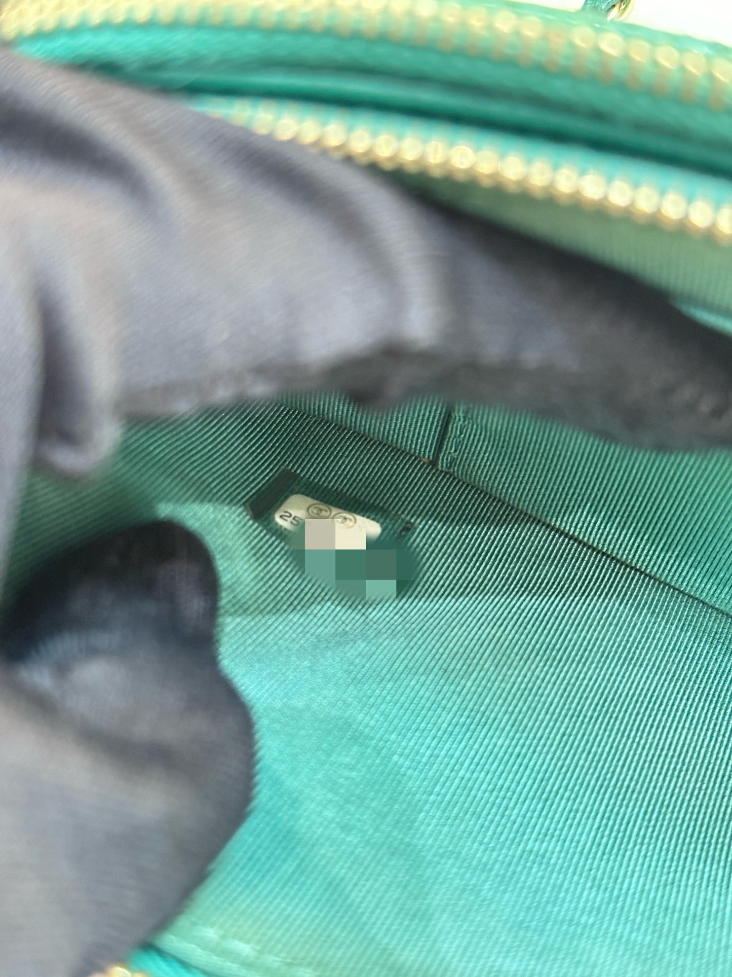 Chanel Emerald Green Double Zip Chain