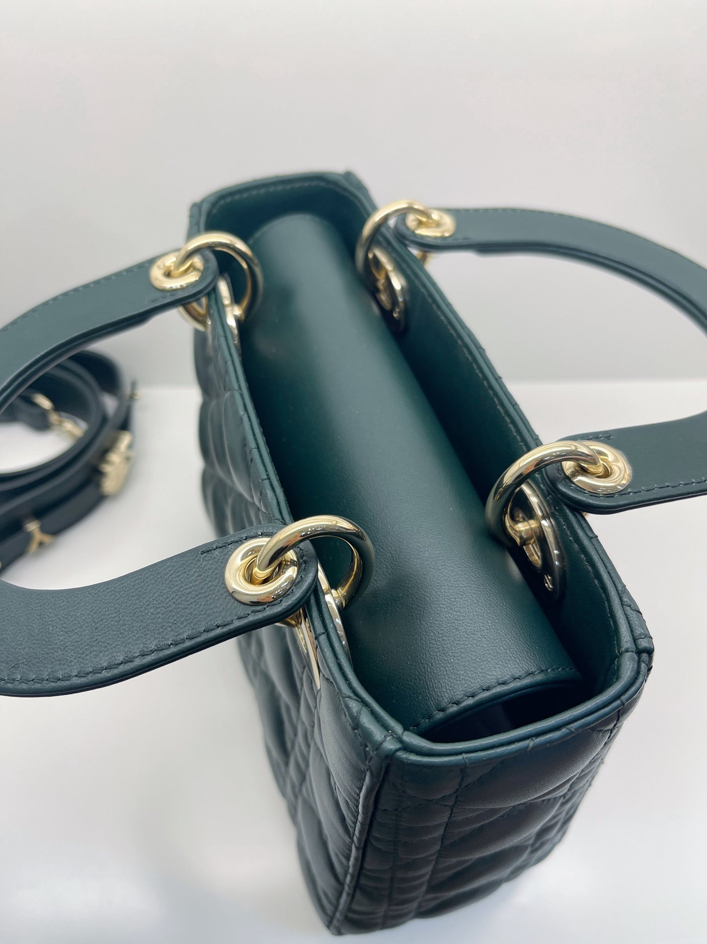 My Lady Dior ABC Small Dark Green  in Lambskin Flap Bag Gold Hardware M0538