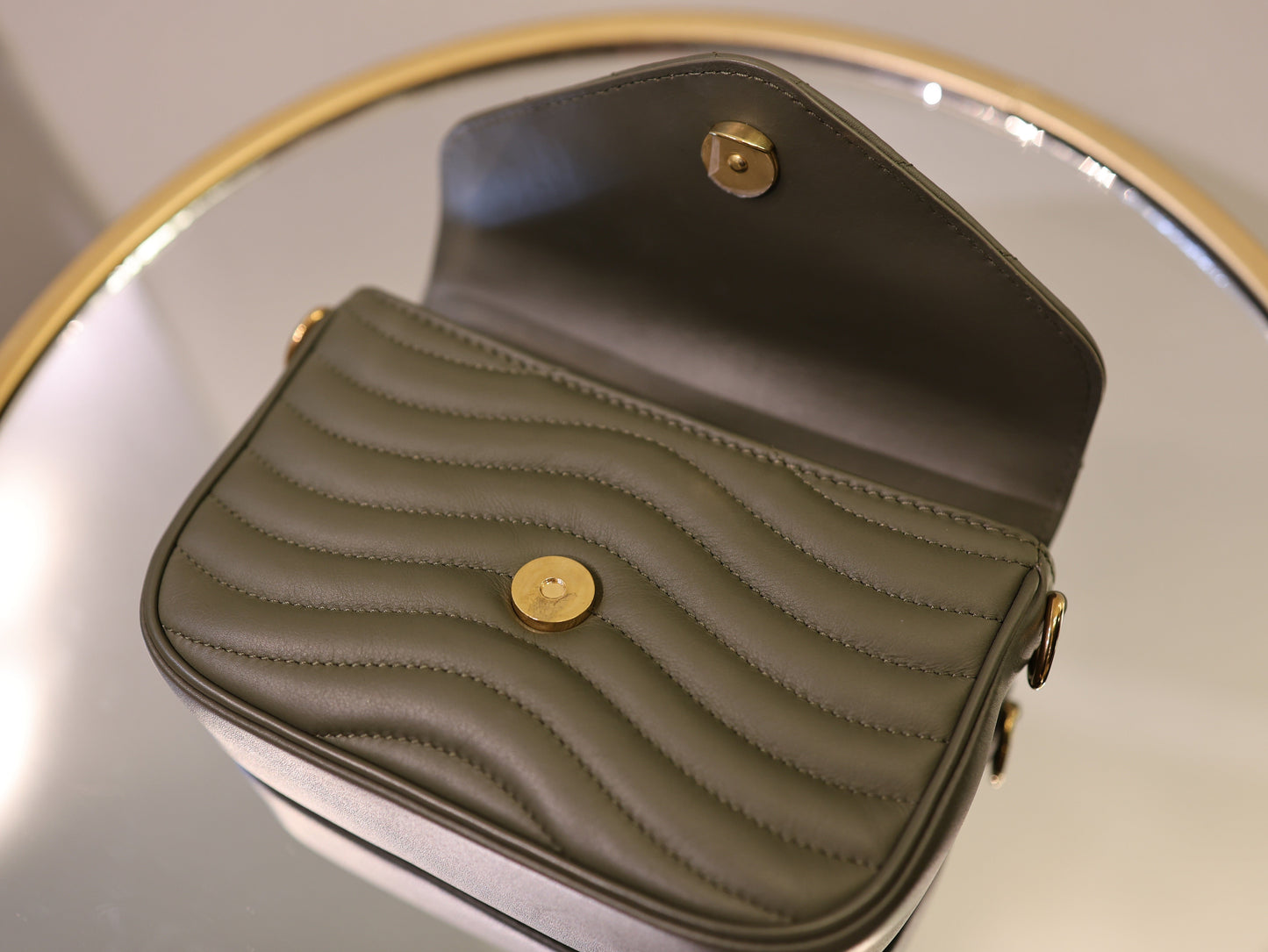 Louis Vuitton Green Khaki Leather Multi Pochette New Wave Bag