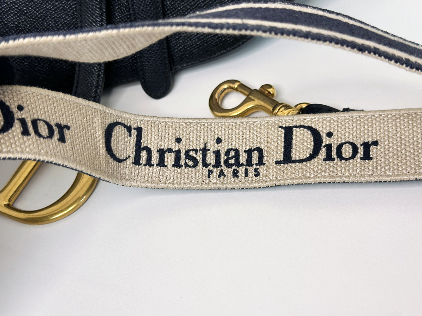 Christian Dior Saddle Bag with Strap Golden Saddle Black Calfskin 2022 year