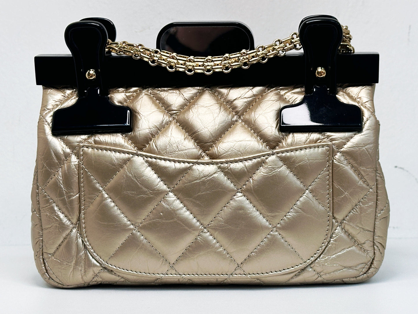 Chanel Aged Calfskin Quilted 2.55 Reissue Mini Hanger Flap Gold 2355 holo card