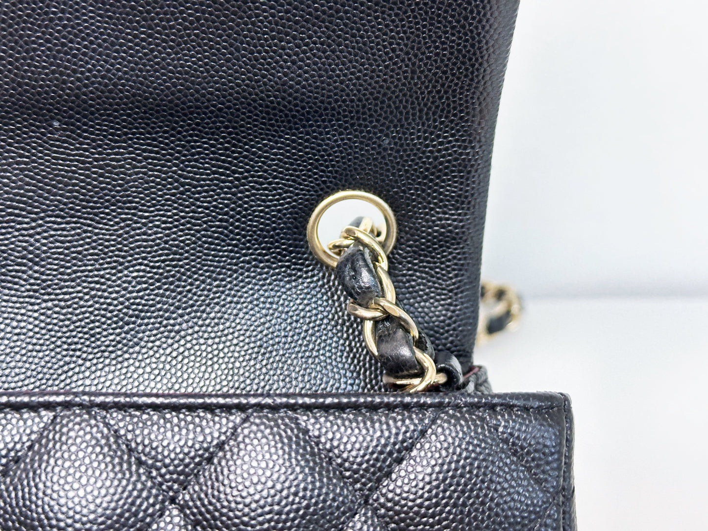 Chanel Caviar Quilted Mini Rectangular Flap black GHW 2449 holo card