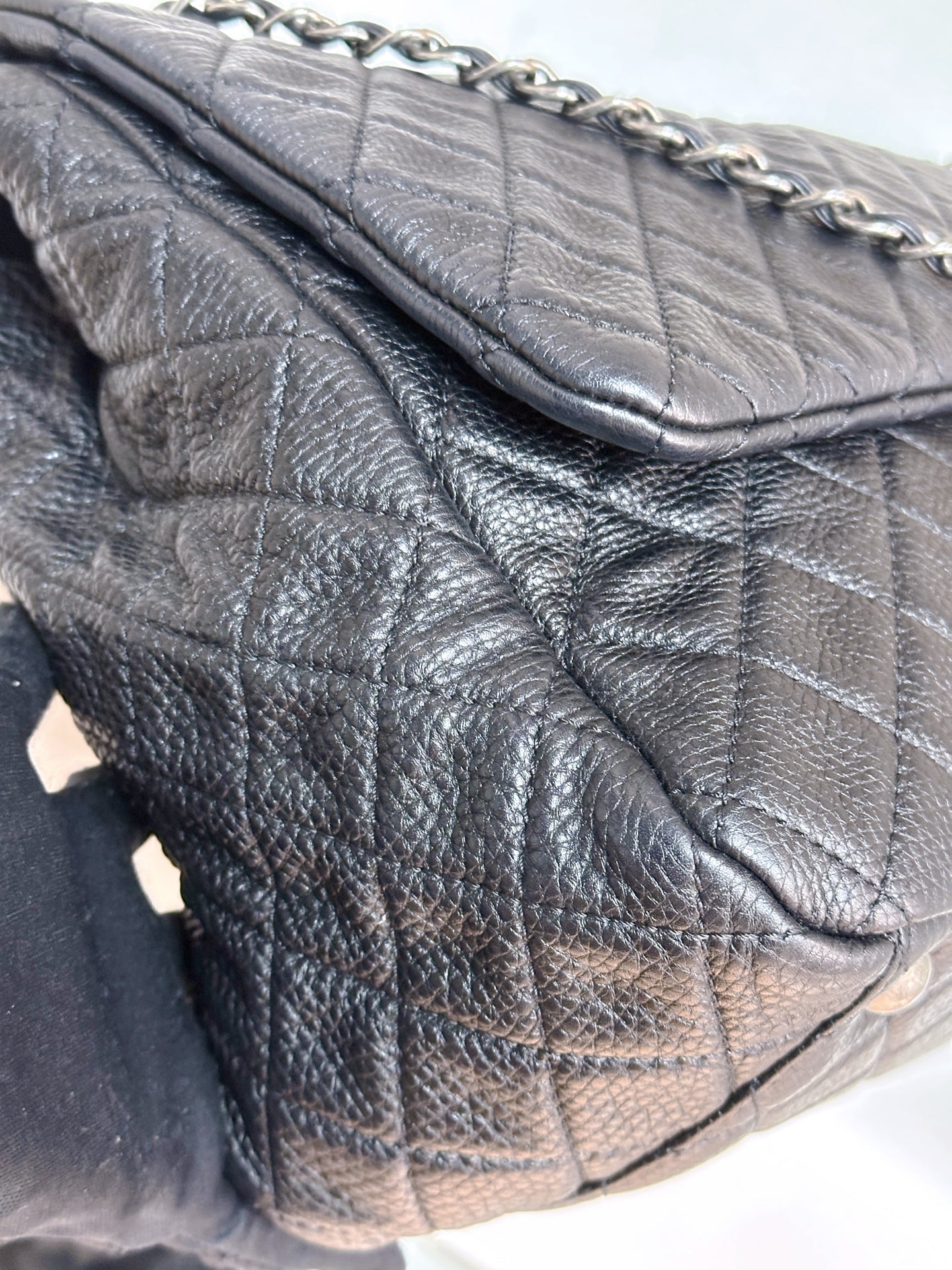 Chanel Calfskin Quilted XXL Travel Flap Bag Black 3038 holo card
