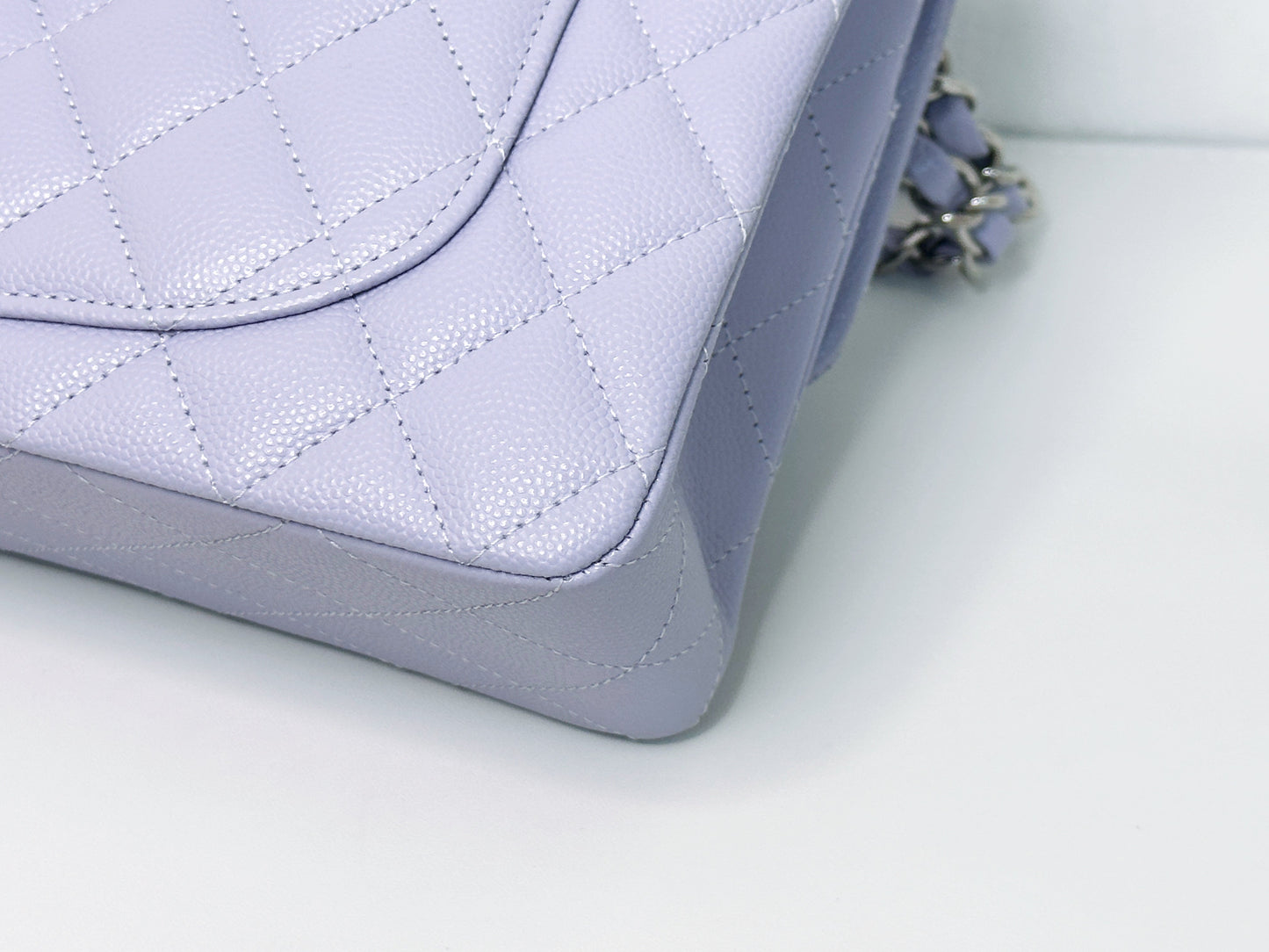 Chanel Small Caviar Quilted Double Flap Lavender 21K SHW UEAA microchip