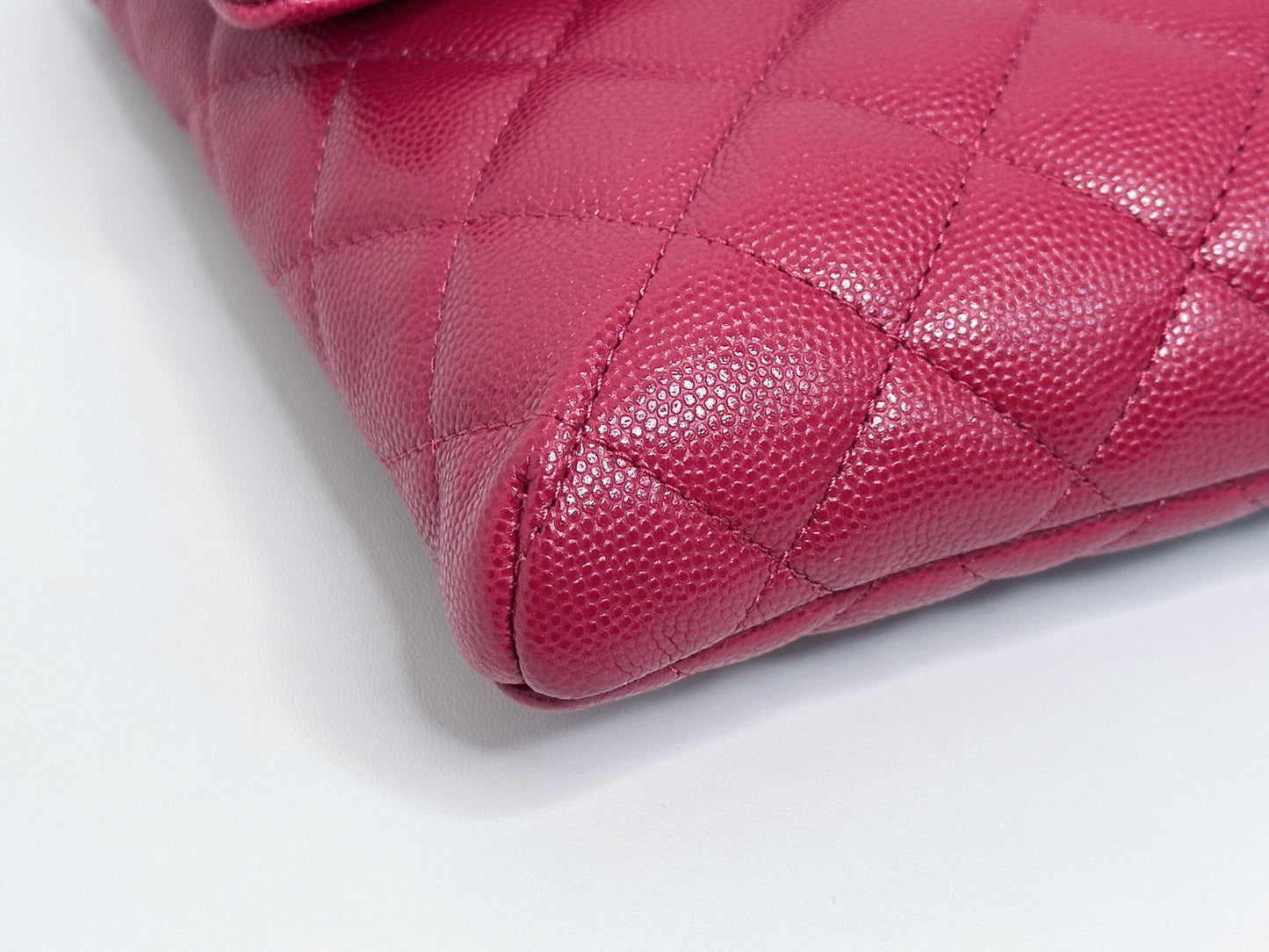 Chanel Flap Clutch Bag Red Caviar SHW 2645 holo card